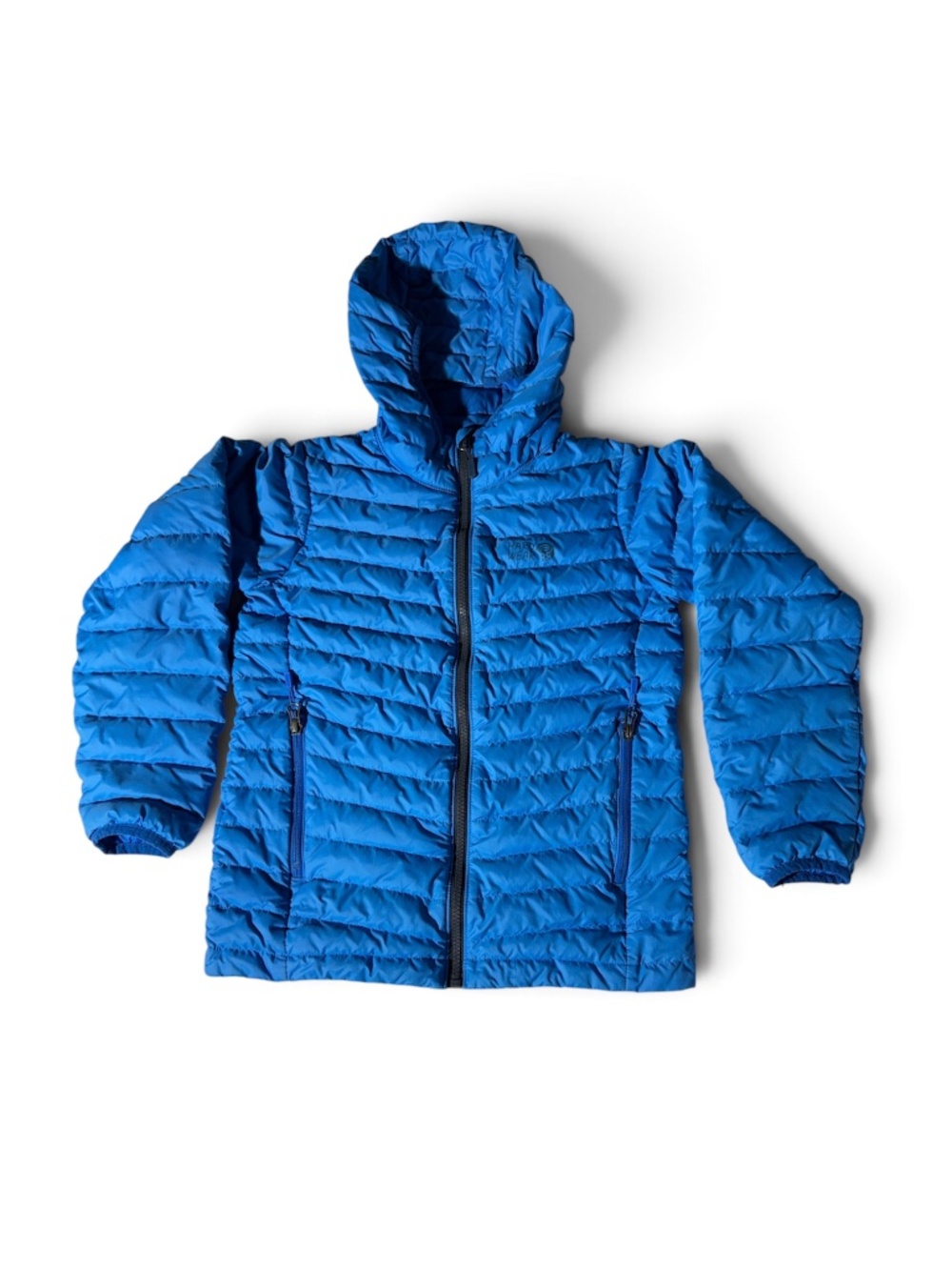 Mountain Hardwear Youth Medium Blue Hooded Puffer Jacket Lightweight Insulated